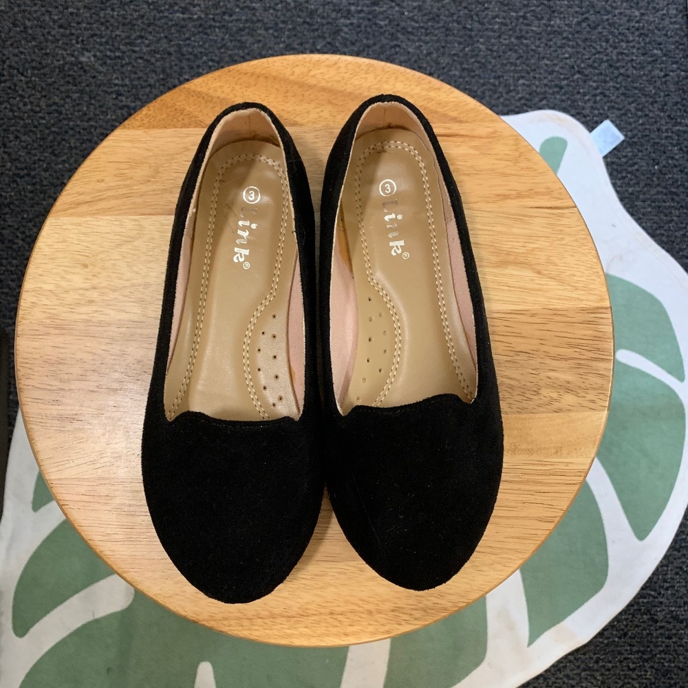 Black Suede Flats Kids/Small Women's